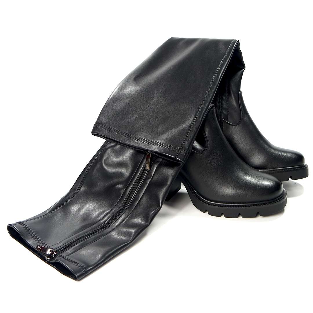 długie kozaki z elastyczną cholewką