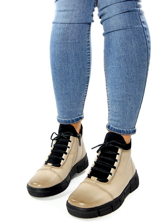 Damskie beżowe botki SKÓRA 19341 Cambell