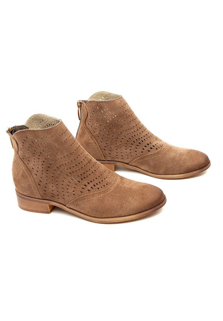 Damskie brązowe ażurowe botki Potocki