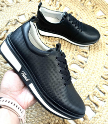 Damskie czarne bardzo lekkie sportowe obuwie ze skóry PREMIUM