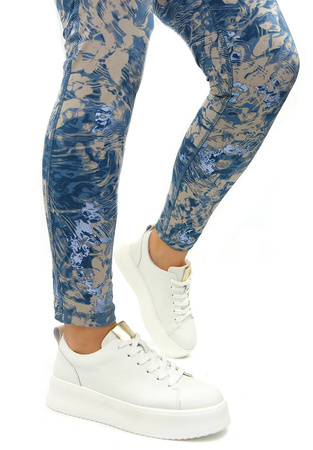 Damskie białe sneakersy na platformie ze skóry naturalnej