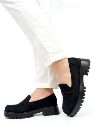 Damskie czarne zamszowe półbuty