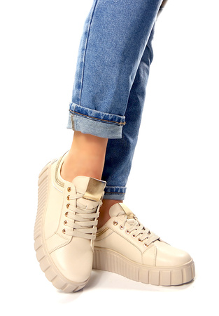 Damskie beżowe złote obuwie sportowe