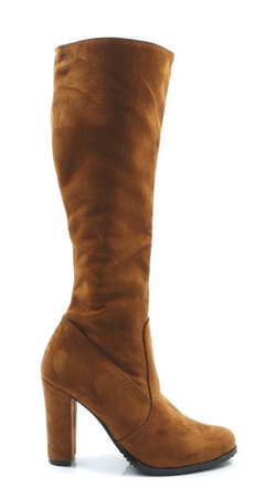 DAMSKIE RUDE ZAMSZOWE KOZAKI NA SŁUPKU