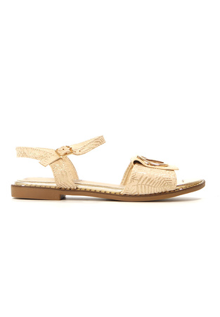 Damskie beżowe płaskie sandały