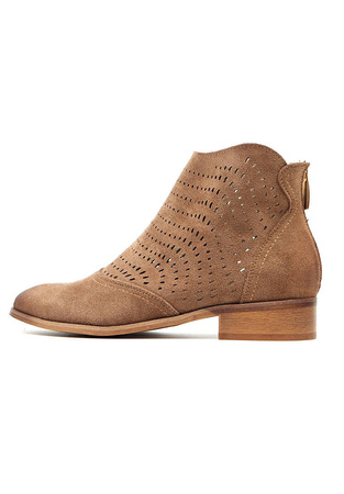 Damskie brązowe ażurowe botki Potocki