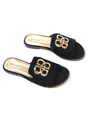 DAMSKIE CZARNE PŁASKIE KLAPKI