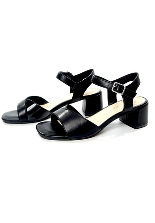Damskie czarne sandały na klocku Sergio Leone
