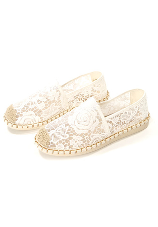 Damskie białe ażurowe koronkowe espadryle Potocki