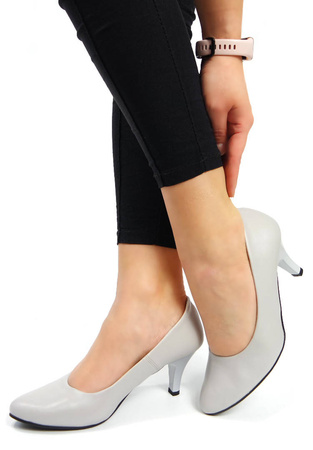 Damskie szare czółenka 6 cm