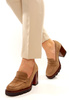 Damskie brązowe półbuty czółenka na szerokim wysokim słupkuPotocki