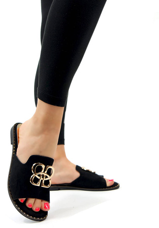 DAMSKIE CZARNE PŁASKIE KLAPKI