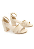 Damskie beżowe sandały na klocku pięta zakryta Potocki