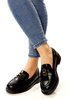 Damskie czarne mokasyny półbuty na klocku Potocki