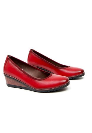 Damskie bordowe czerwone czółenka koturn Potocki