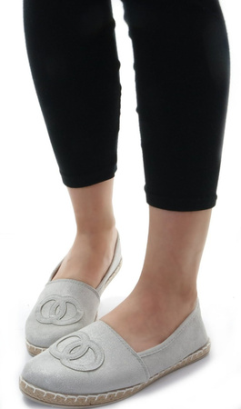 Damskie srebrne espadryle