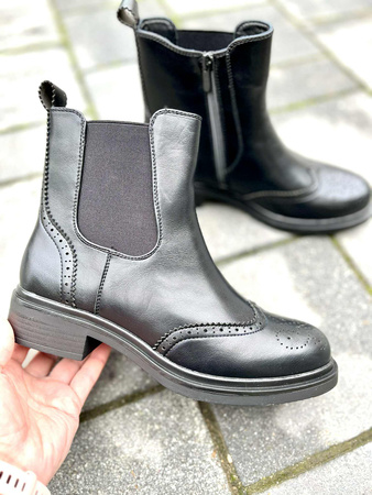 Damskie czarne botki sztyblety zapinane na zamek B03 Sabatina