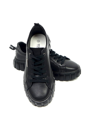 Damskie czarne skórzane obuwie sportowe