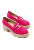 Damskie fuksja zamszowe półbuty słupek