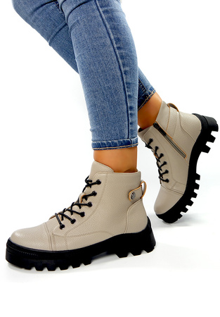 Damskie khaki beżowe niskie trapery Potocki