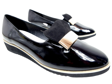 Damskie czarne wciągane półbuty