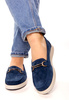 Damskie lekkie granatowe mokasyny ze skóry naturalnej