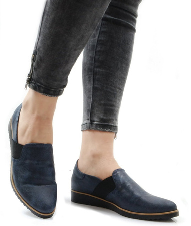 Damskie granatowe wciągane półbuty
