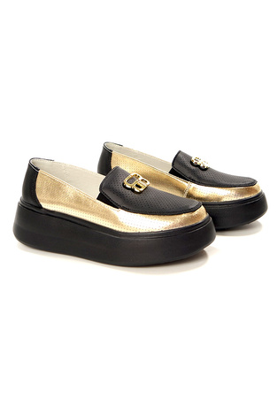 Damskie białe lekkie szersze skórzane półbuty na platformie