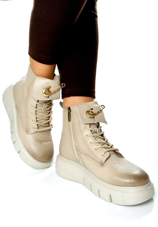 Damskie beżowe botki 19333 Potocki