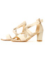 Damskie beżowe sandały zakryta pięta słupek