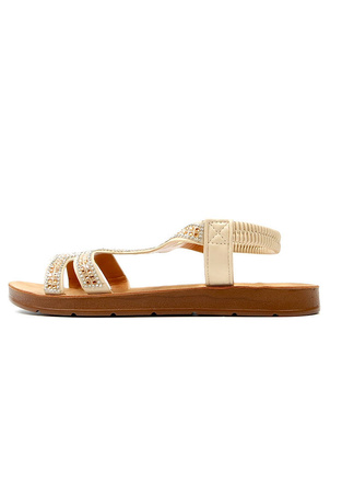 Damskie beżowe płaskie sandały