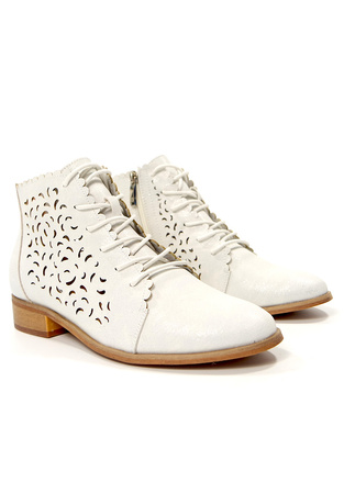 Damskie srebrne ażurowe botki wiosenne Potocki