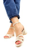 Damskie beżowe sandały na klocku pięta zakryta Potocki