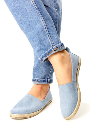Damskie błękitne niebieskie wciągane półbuty espadryle Potocki