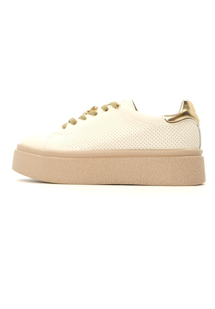 Damskie beżowe bardzo lekkie obuwie sportowe skóra naturalna