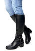 Damskie czarne długie kozaki z gumką Potocki