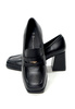 Damskie czarne półbuty kwadratowe na słupku 12710 Potocki