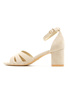 Damskie beżowe sandały na klocku pięta zakryta Potocki