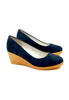 Damskie granatowe czółenka koturn 