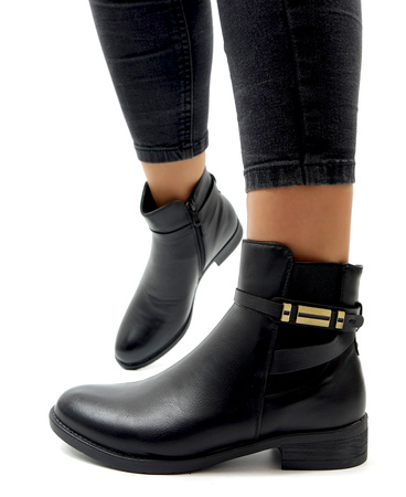 Damskie czarne botki z gumą