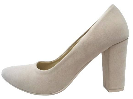 Damskie beżowe półbuty słupek