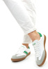 Damskie białe zielone skórzane obuwie sportowe płaskie