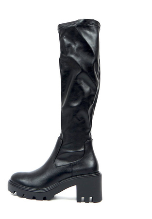 Damskie czarne długie kozaki elastyczne 12533 Potocki