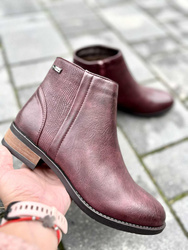 Damskie bordowe niskie botki na zamek 202 Sabatina