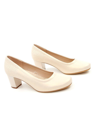 Damskie beż perła klasyczne czółenka słupek