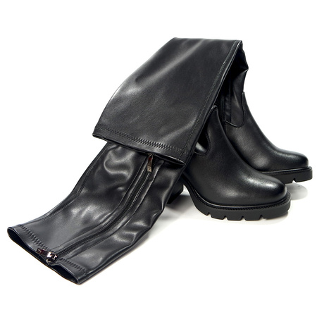 Damskie czarne długie kozaki elastyczne Potocki