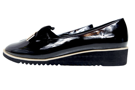 Damskie czarne wciągane półbuty