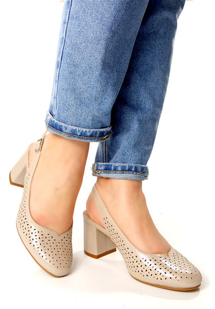 Damskie beżowe sandały zakryte palce Potocki