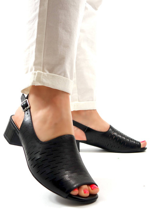 Damskie czarne niskie sandały