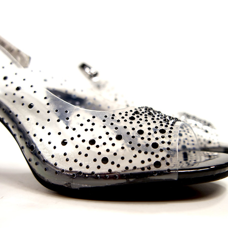 Damskie czarne transparentne przezroczyste silikonowe sandały słupek Potocki